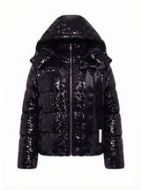 SEQUIN PUFFER JACKET - BLACK BOW