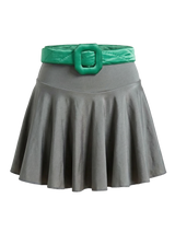 GRAY MINI YORGAN BELT SKIRT