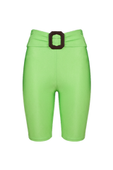 NEON GREEN BLACK BUCKLE BIKER TIGHTS