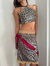 Leopard sequin triangle crystal top