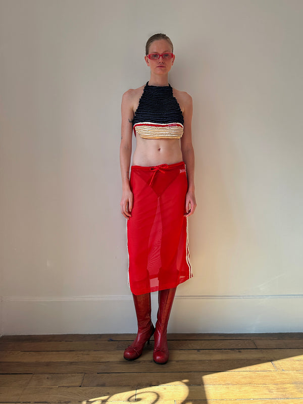 Transparent Mesh Midi Skirt
