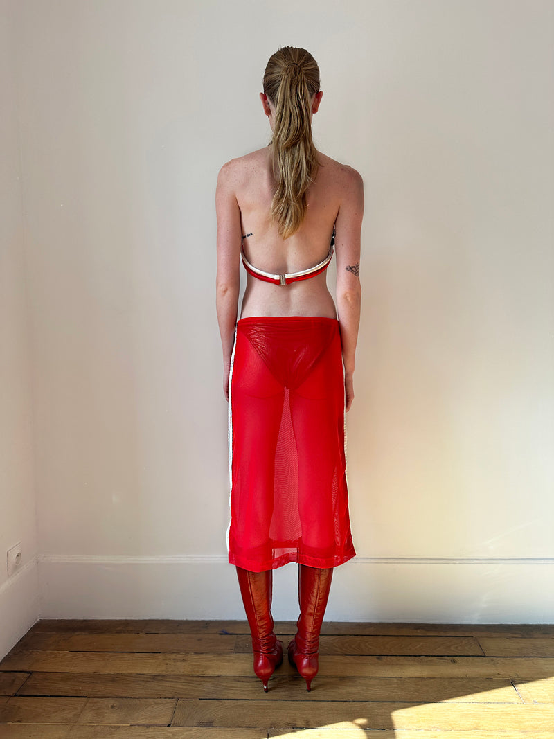 Transparent Mesh Midi Skirt