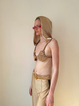 Nude Spiral Design Hooded Bra