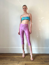 Pink Argyle Embroidery Tights