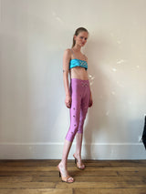 Pink Argyle Embroidery Tights