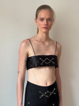 Black Argyle Embroidery Yorgan Bra