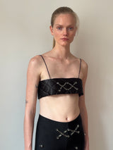 Black Argyle Embroidery Yorgan Bra