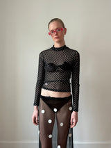 Black Polka-dot Spiral Design Top