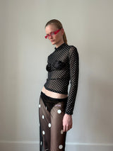 Black Polka-dot Spiral Design Top