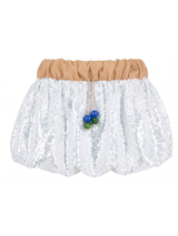 WHITE SEQUIN BALLOON MINI SKIRT