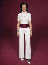 Cummerbund White-Burgundy Jeans