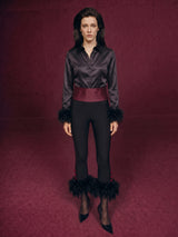 Satin Cummerbund Black-Burgundy Shirt