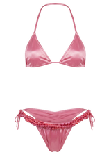 Pink Satin Pearlwork Bikinis