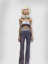 SILVER SEQUIN FLARED TIGHTS