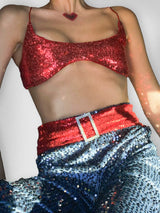 RED SEQUIN YORGAN BRA