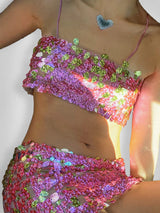 PINK SEQUIN YORGAN BRA