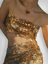 GOLD SEQUIN YORGAN BRA