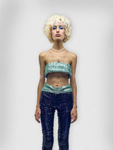 TURQUOISE SEQUIN YORGAN BRA