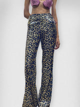 LEOPARD SEQUIN FLARED TIGHTS