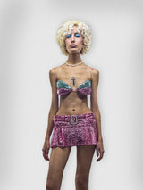 PINK SEQUIN MINI SKIRT