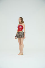LEOPARD SEQUIN BALLOON MINI SKIRT