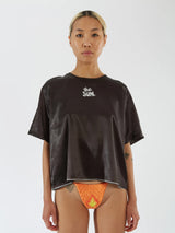 “THE SUN” Black Satin Top
