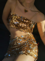GOLD SEQUIN YORGAN BRA