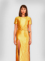 YELLOW YORGAN DRESS WITH BELT