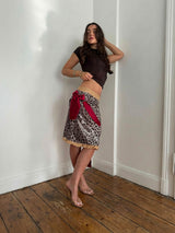 Leopard sequin bow midi skirt