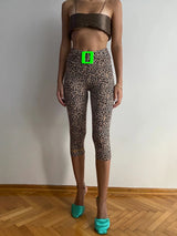 NEON GREEN BUCKLE LEOPARD MIDI TIGHTS