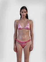 Pink Satin Pearlwork Bikinis