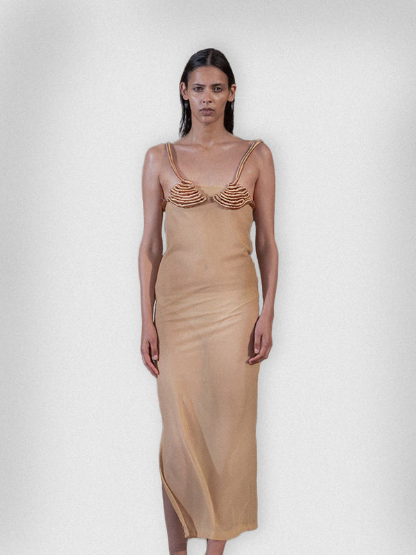 Nude Spiraldesign Transparent Dress