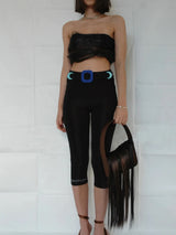 Black Midi Tights with Colorful buckle
