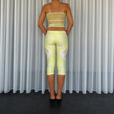 Yellow Flower Midi Shorts