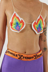 “FRAGILE” Purple Maxi Yorgan Belt Tights