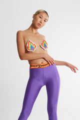 “FRAGILE” Purple Maxi Yorgan Belt Tights