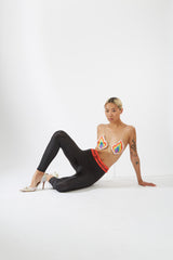 “FRAGILE” Black Maxi Yorgan Belt Tights