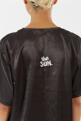 “THE SUN” Black Satin Top