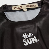 “THE SUN” Black Satin Top
