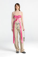 Porcelean Nude Dissolved Pink Bow Top