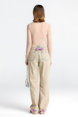 Porcelean Nude Dissolved Pink Bow Top