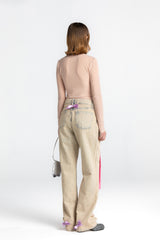 Porcelean Nude Dissolved Pink Bow Top