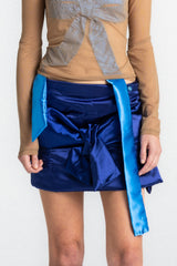 Navy Blue Bow Mini Skirt