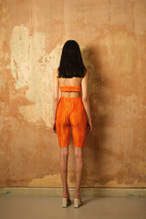 Orange Pleat Tights