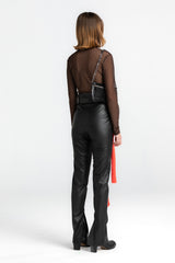 Brown Dissolved Red Bow Top