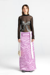 Black Nude Dissolved White Bow Top