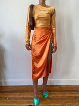 ORANGE SATIN SKIRT