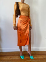 ORANGE SATIN SKIRT