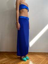 DEEP BLUE YORGAN BELT MIDI SKIRT