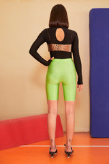 NEON GREEN BLACK BUCKLE BIKER TIGHTS